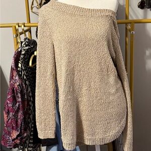 JACK Women's Off-Shoulder Beige Sweater